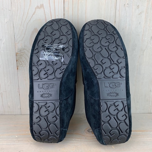UGG Black Suede Loafers with Cream Lining - Picture 8 of 8